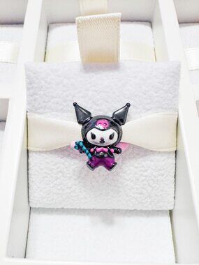 925 Sterling Silver Kuromi Candy Cane Angel Charm Bead Fits Pandora Bracelets